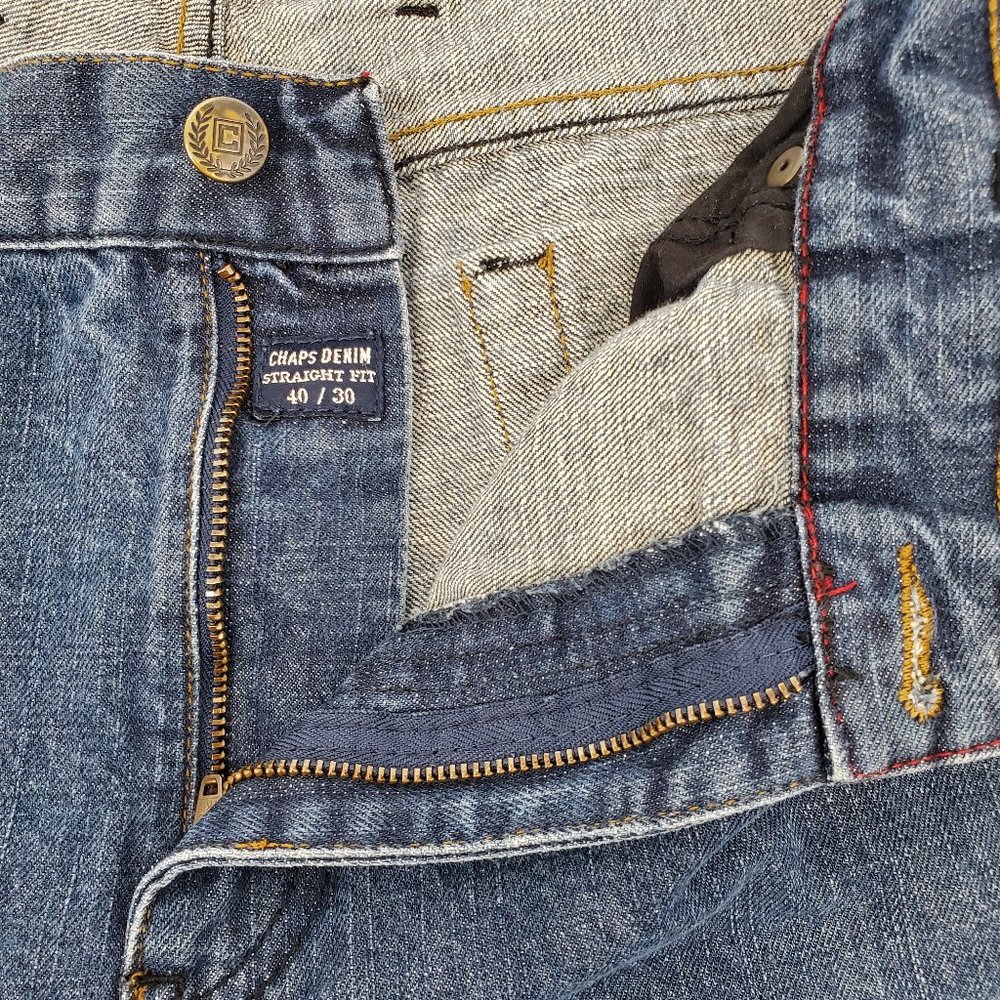 Chaps Denim Straight Fit Jeans Blue Men's 40 x 30 - Picture 7 of 14